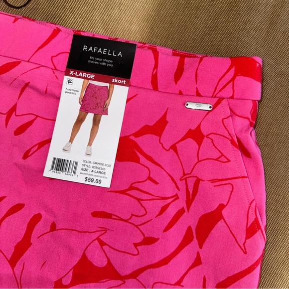 Rafaella NWT! Ladies Stretch Skort With Pockets In Carmine Rose Size XL - Picture 5 of 13